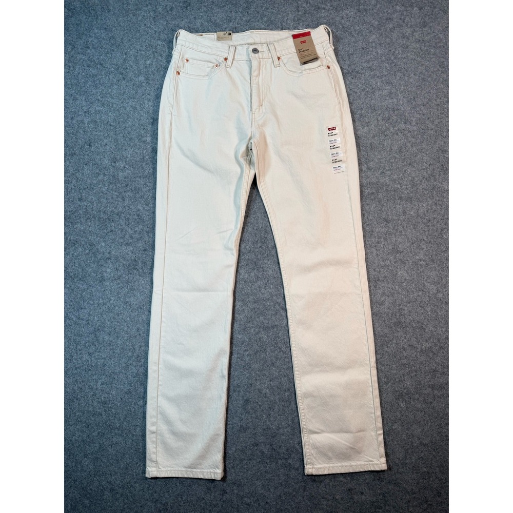 Levis 514 Straight Fit Mens Jeans 32x34 Off White Cream Stretch Denim Pants